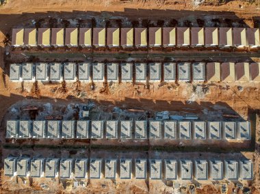 Sao Paulo Eyaleti Minha Casa Minha Vida Programı standart evlerin şantiye havadan görünümü, Brezilya