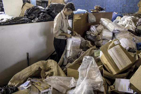 Sao Paulo Brasilien April 2017 Separations Arbete Återvinningsbart Material Ett — Stockfoto