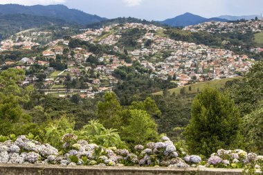 Campos do Jordao, Sao Paulo, Brezilya 'nın panoramik manzarası.