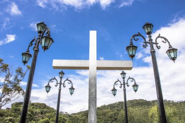 Santo Antonio do Pinhal, Sp, Brezilya, 12.Aralık.2016. Morro do Cruzeiro, Cruise Hill, Santo Antonio turistik nokta Pinhal yapmak, Serra da Matiqueira Santo Antonio turistik şehir Pinhal yapmak, Serra da Matiqueira turizm kenti,