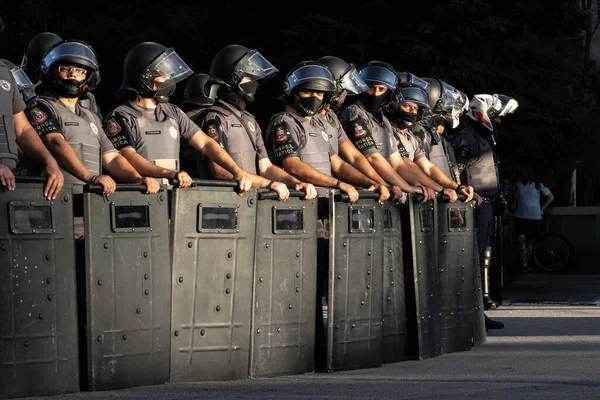 São Paulo Brasil Junho 2020 Motim Preparado Para Impedir Entrada — Fotografia de Stock