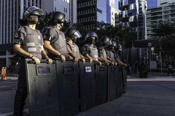 São Paulo Brasil Junho 2020 Motim Preparado Para Impedir Entrada — Fotografia de Stock