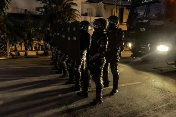 São Paulo Brasil Junho 2020 Motim Preparado Para Impedir Entrada — Fotografia de Stock