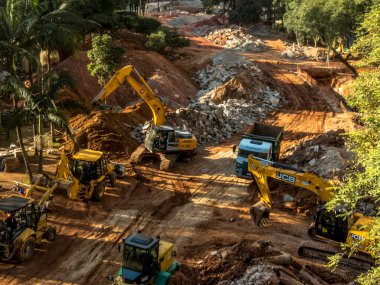 Sao Paulo, Brezilya, 19 Temmuz 2019: Sao Paulo 'nun orta bölgesindeki Anhangabau Vadisi' nde yeniden canlandırma çalışmaları. İşten sonra, belediye yönetimi özel sektöre bakım sağlayacak