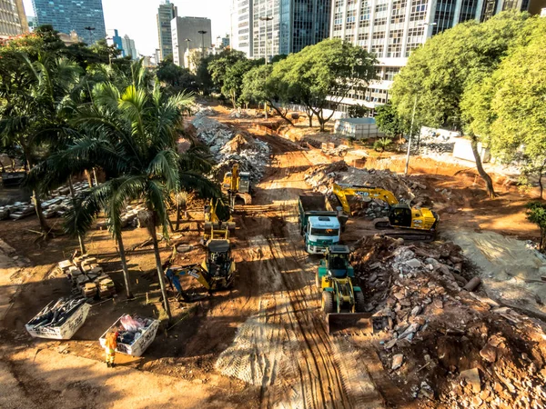 Sao Paulo Brasil Julio 2019 Trabajos Revitalización Valle Anhangabau Región —  Fotos de Stock