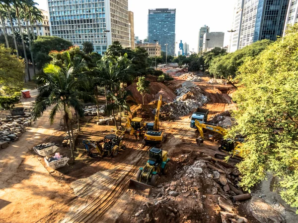 Sao Paulo Brasil Julio 2019 Trabajos Revitalización Valle Anhangabau Región —  Fotos de Stock