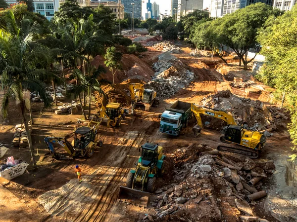 Sao Paulo Brasil Julio 2019 Trabajos Revitalización Valle Anhangabau Región —  Fotos de Stock