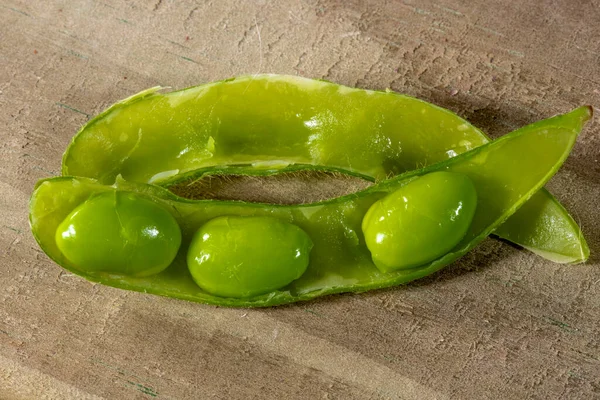 Haricots Edamame Soja Vert Sur Table Bois Brésil — Photo