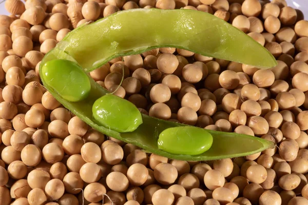 Haricots Edamame Soja Vert Sur Graines Sèches Soja Brésil — Photo