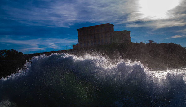 wave on the port of Marseille