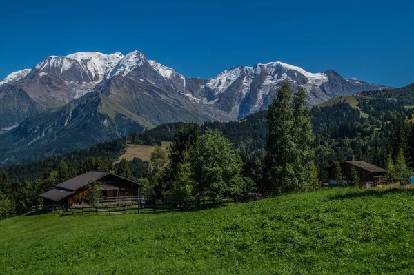 Masivu Mont Blanc Vue Des Communialles Saint Gervais Hautz Savoie — Stock fotografie