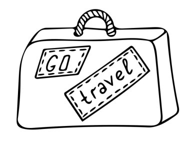 Siyah çizgi simgesini bavul, beyaz arka plan üzerinde izole. Kitap ve diğer tasarım boyama için.