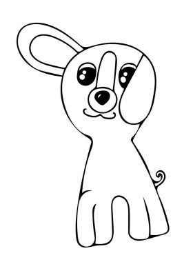 Beyaz arka plan üzerinde izole siyah çizgi köpek çizgi film charactrer. Kitap ve diğer çocuk tasarım boyama için.