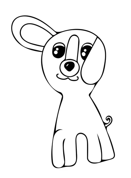 Linha Preta Cão Cartoon Charactrer Isolado Fundo Branco Para Colorir —  Vetores de Stock