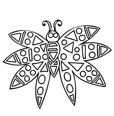 Beyaz arka plan üzerinde izole vektör siyah çizgi kelebek. Kitap sayfa yetişkin yüksek detayları ile boyama dövme için. 