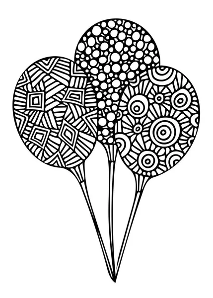 Black Line Balloon Coloring Book Page Concept Valentine Day Recreational — Stock Vector