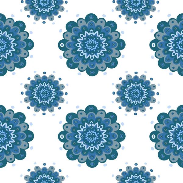 Oriental Padrão Mosaico Azul Sem Costura Azulejos Ornamentos Cor Azul — Vetor de Stock
