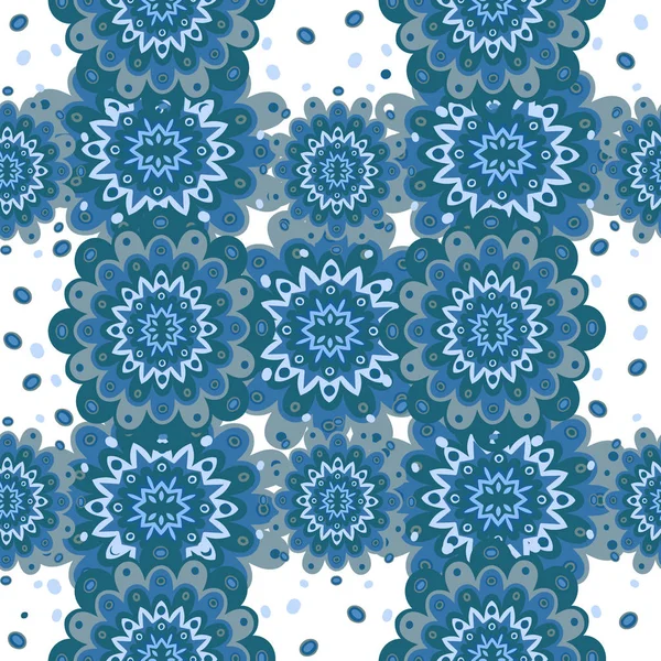 Patrón Mosaico Azul Sin Costura Oriental Azulejos Adornos Islámicos Color — Vector de stock