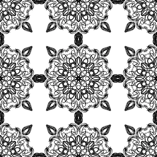 Fond Sans Couture Avec Motif Ligne Noire Dans Style Baroque — Image vectorielle