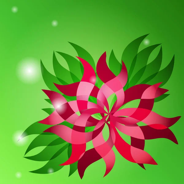 Vektor Blumigen Abstrakten Hintergrund Mit Blume Und Grünem Blatt Für — Stockvektor