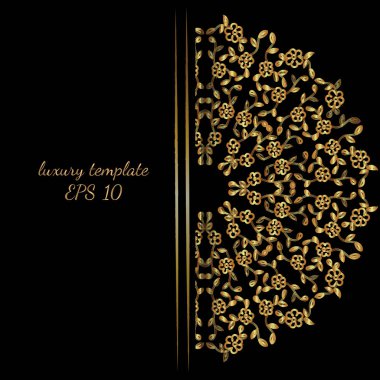 Çiçek davetiye veya arka plan ile antika, lüks altın v