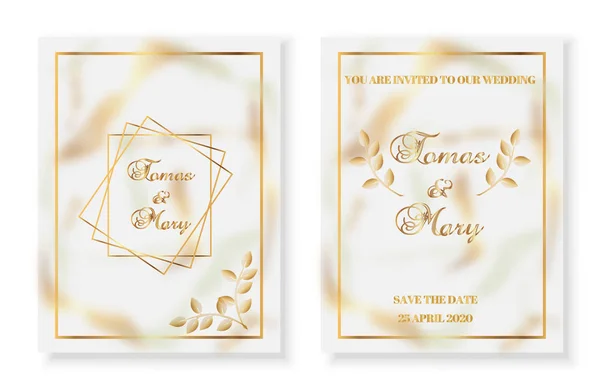 Розкішні Весільні Запрошення Золотим Візерунком Векторний Шаблон Дизайну — стоковий вектор