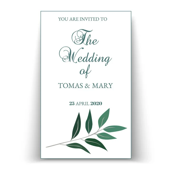 Plantilla Invitación Boda Greenery Invitaciones Imprimibles Boda Tarjetas Rústicas Invitaciones — Vector de stock