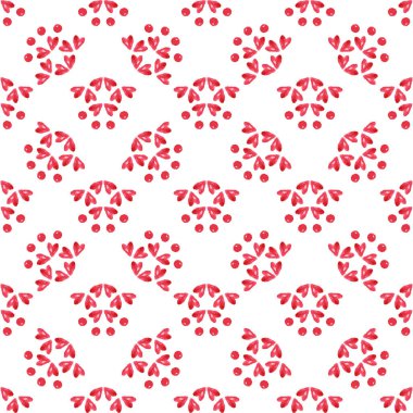 Kırmızı kalp ve nokta beyaz zemin üzerine suluboya seamless modeli. Sorunsuz suluboya aşk desen.