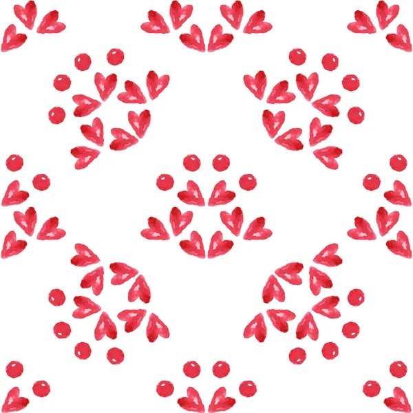 Aquarelle Motif Sans Couture Avec Coeur Rouge Point Sur Fond — Image vectorielle