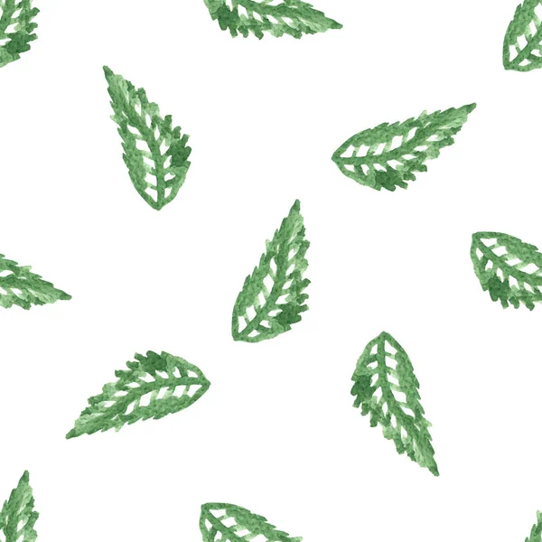 Akvarell stil gröna blad sömlös bakgrund — Stock vektor