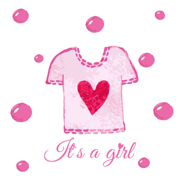 Inscription of phrase its a girl with pink shirt