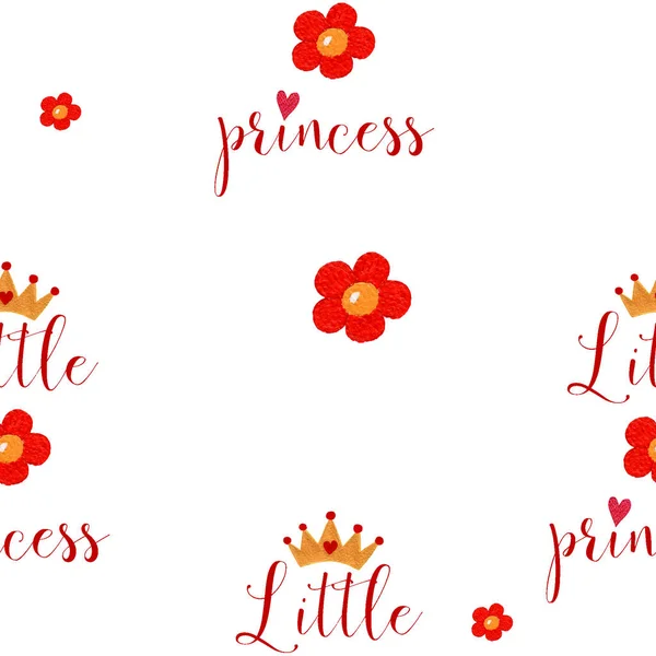 Kinderzimmer nahtlose Muster mit wenig Prinzessin Text — Stockfoto