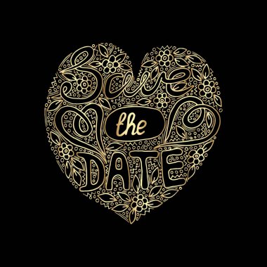 Vektör altın tarihi kelime el özel hat yazılı Kaydet