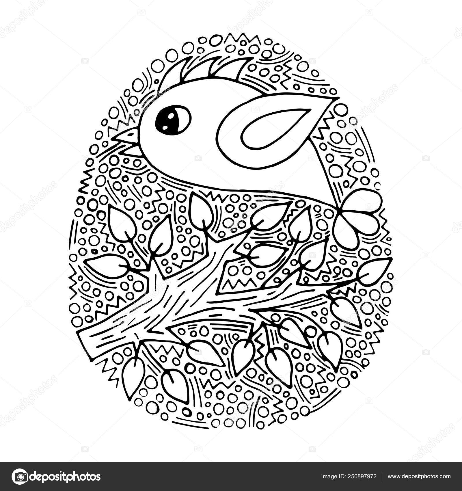 Uovo Di Pasqua Floreale Vettoriale Con Grafia Uccelli E