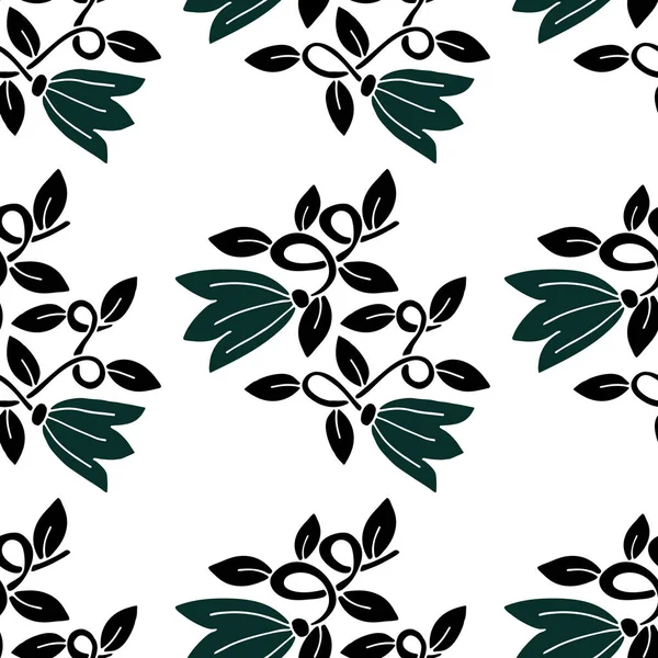 Floral seamless pattern flower with leaf — Stock Vector