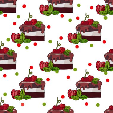 Çilek ve nane le ile kek ve şeker ile Dikişsiz desen