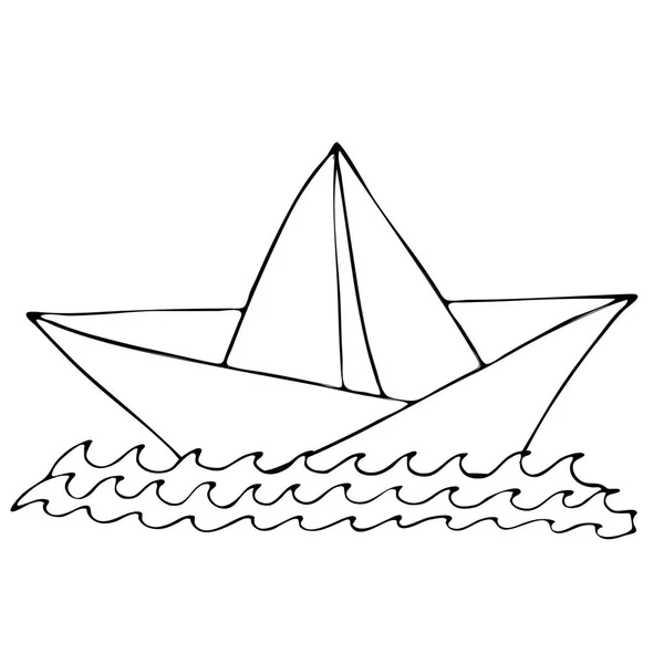 Barco de línea negra para colorear libro — Archivo Imágenes Vectoriales