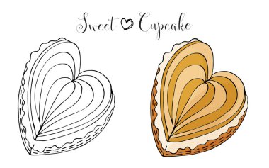 Vektör izole kek veya cupcake, tatlı boyama