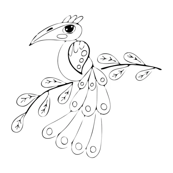 Vektor színező oldal vázlata rajzfilm madár kifestőkönyv a k — Stock Vector