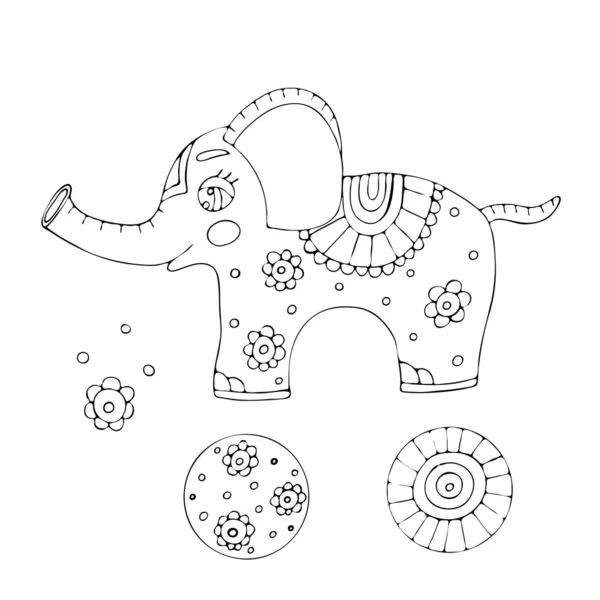 Coloriage vectoriel aperçu de dessin animé éléphant coloriage livre f — Image vectorielle