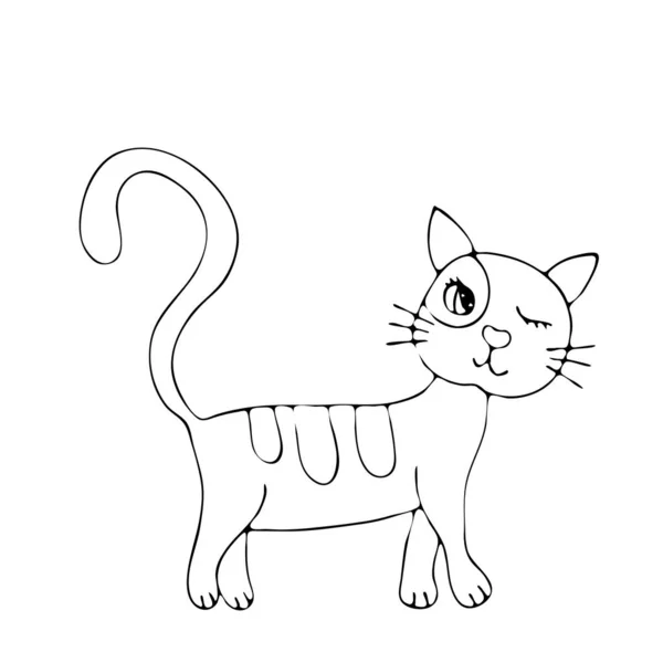 Coloriage vectoriel aperçu du livre de coloriage chat dessin animé pour ki — Image vectorielle