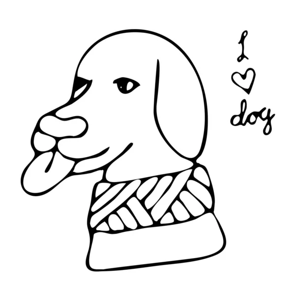 Vektor színező oldal vázlatos rajzfilm kutya kifestőkönyv ki — Stock Vector