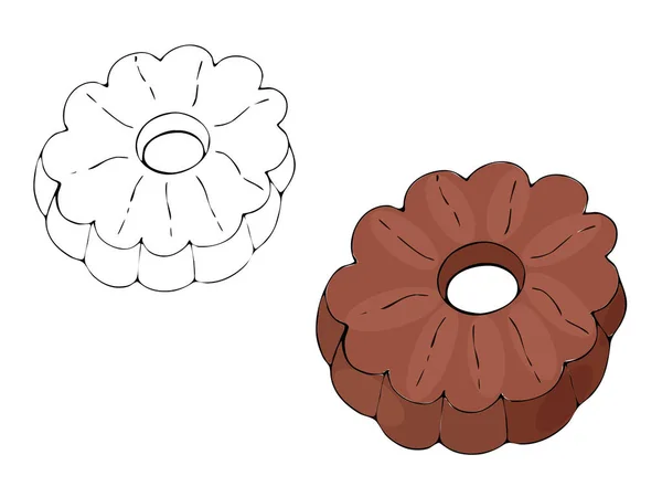 Produits de boulangerie à coloration isolée vectorielle, dessert — Image vectorielle