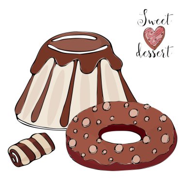 Vektör izole kek veya cupcake, tatlı boyama