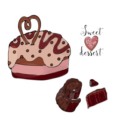 Vektör izole kek veya cupcake, tatlı boyama