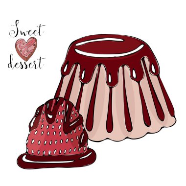 Vektör izole kek veya cupcake, tatlı boyama