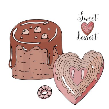 Vektör izole kek veya cupcake, tatlı boyama