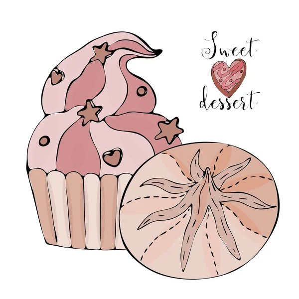 Vektör izole kek veya cupcake, tatlı boyama