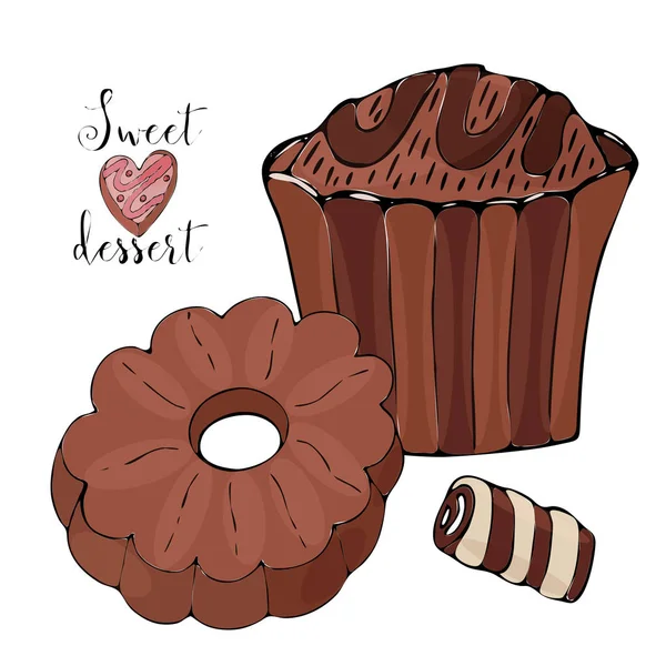 Vektör izole kek veya cupcake, tatlı boyama