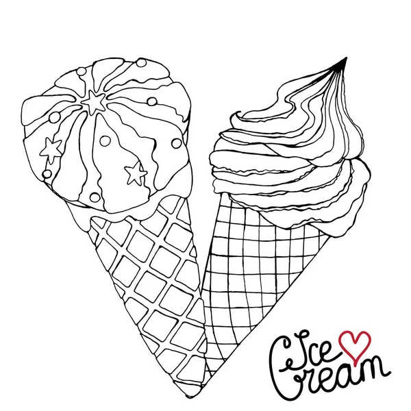 Crème glacée vectorielle pour livre à colorier pour adultes et enfants — Image vectorielle